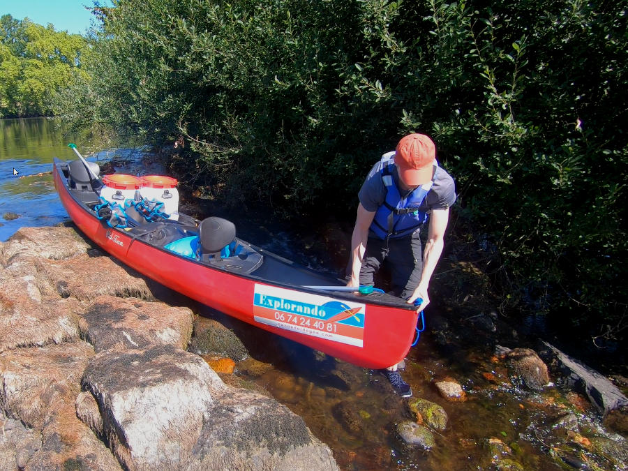 carrying canoe