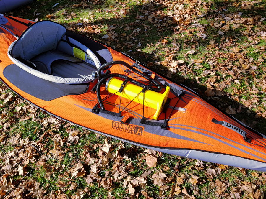 stowing air pump in kayak